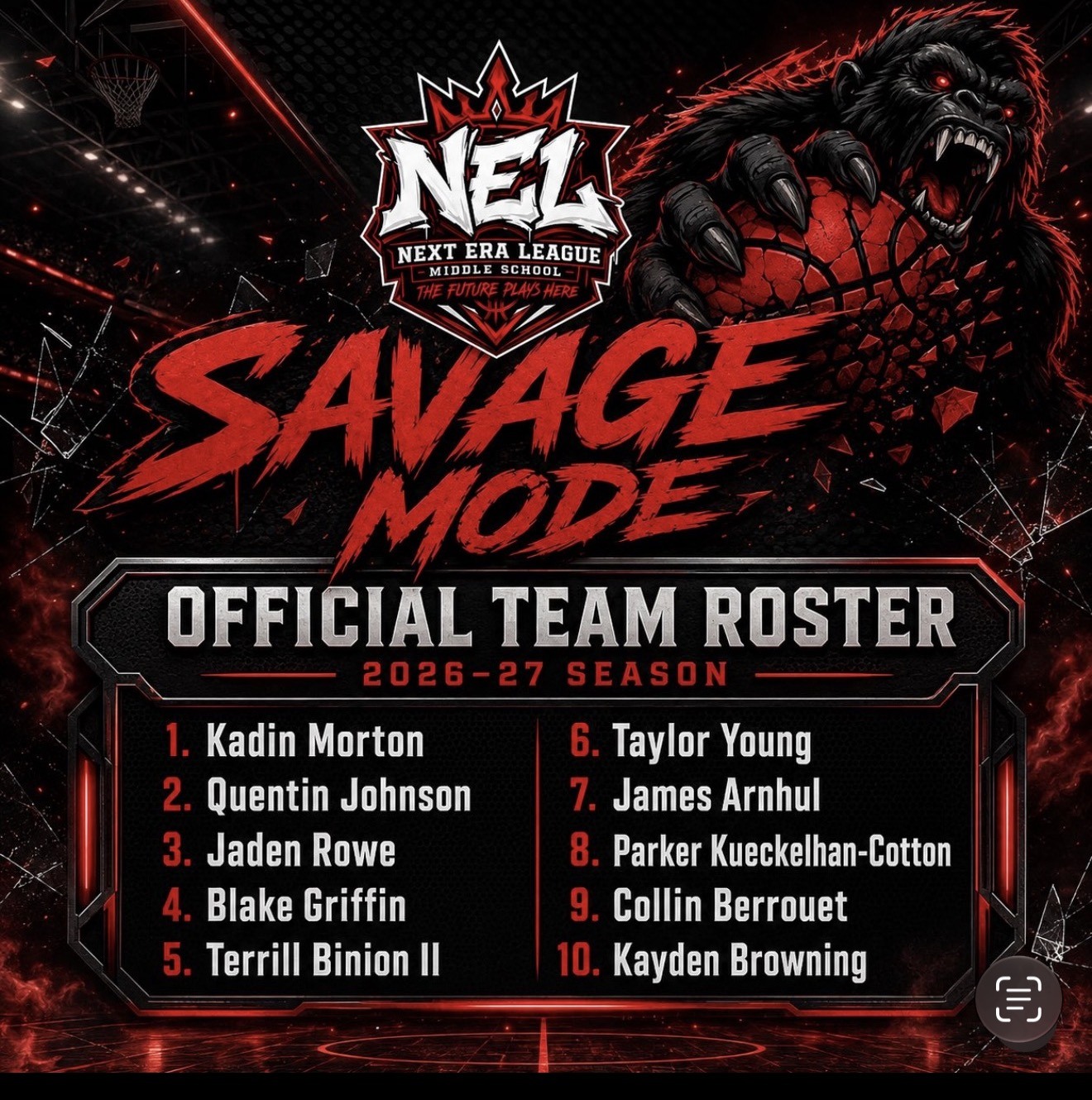 Savage Mode 2026–27 roster listing Quentin Johnson